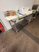 PORTABLE S/S TABLE, APPROX. DIMS: 60 IN. L X 30 IN. W X 38 IN. H