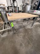 WODDEN TOP BAKERY TABLE, 60 IN. X 48 IN. W X 34 IN. H