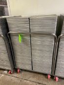 (230) BAKING SHEET PANS, INTERAL DIMS.: APROX. 26” L x 18” W x 1” H, ON S/S PORTABLE PAN CART (