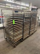 (4) PORTABLE DOUBLE SIDED BAKING PAN RACKS, MOUNTED ON CASTERS (LOCATED IN HERMITAGE, PA)