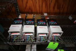 Lot of (4) Allen Bradley Power Flex 4 VFDs, Cat # 22A-B2P3N04, Also Includes (4) EMC Filters Cat.