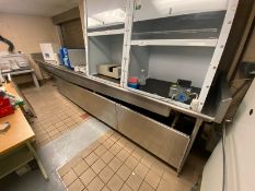 S/S Table with Drain Trough, with S/S Round Edges, Mounted on S/S Legs (NOTE: Former Lunch Tray-