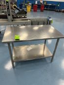 STAINLESS STEEL TOP AND UNDERSHELF DIMENSIONS APPOXIMATELY 48