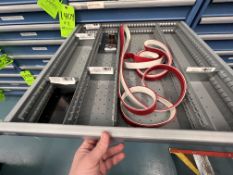 QUADREL AND FLIP TOP LABELER PARTS, CONTENTS OF 2 SHELVES