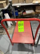(4) METAL PLATFORM PULL CARTS (1) WIRE RACK PUSH CART