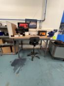 DURHAM MFG WOOD SHOP TABLE WITH WESTWARD VICE, 72 IN. X 36 IN. X 43 IN. (CONTENTS ON TABLE NOT