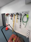 ASSORTED TOOLS TOOLS ON WALL (SEE PHOTOS)