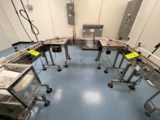 GLOBALTEK EQUIPMENT APPROX. 4-1/2 IN. W U-SHAPED CONVEYOR SECTION WITH (2) TURNTABLES, CONVEYOR
