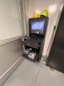 Global Industrial Enclosed Mobile Computer Work Station with Computer and (2) Zebra Label