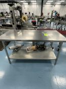 STAINLESS STEEL TABLE TOP AND UNDERSHELF DIMENSIONS APPROXIMATELY 60