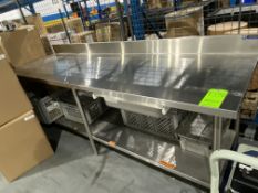 AMTEKCO STAINLESS STEEL TABLE APPROXMATELY 96 IN L 32 IN W 34 IN H.