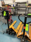 (2) PALLET JACKS, (2) DOLLIES (1) PUSH LADDER