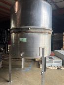 500 Gallon (approx.) Stainless Steel Single Wall Tank- 38 diameter, 70