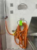 (3) S/S Hose Holsters, 1-Includes Rubber Hose & Spray Nozzel, Wall Mounted Units (LOCATED IN RED