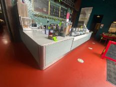 Check Out Counter, with (2) L-Sections, Section (1): Overall Dims.: Aprox. 114