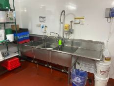 Triple Bowl S/S Sink, with Spray Nozzel & (2) Spickets, Overall Dims.: Aprox. 10 ft. L x 30