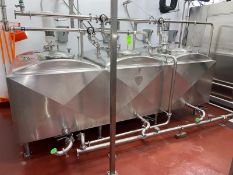 St. Regis 3-Compartment @ 300 Gal. Jacketed Mix & Blend Tank, with (3) 1/2 hp Top Mounted