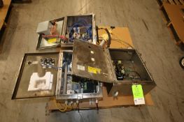 Lot of (3) Small S/S Control Panels (1) with RED Controls, (2) with Norgren & Parker Pneumatic &