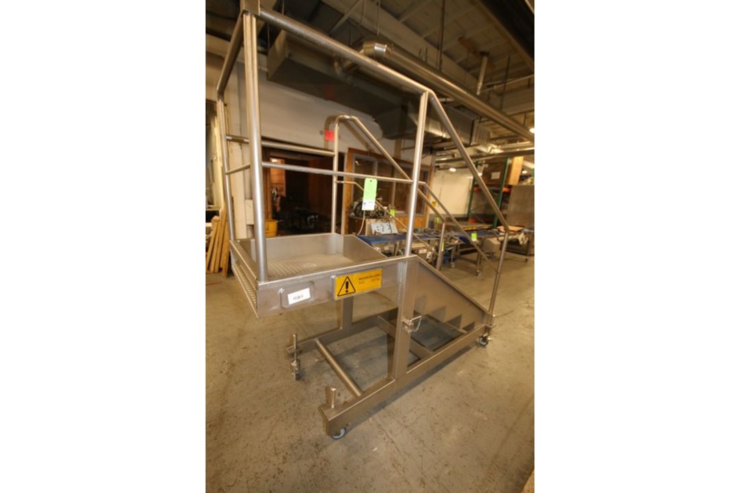 Aprox. 8 ft L x 37" W x 39" H Portable S/S Stairs with Handrail, Diamond Flooring (INV#99533) ( - Image 3 of 4