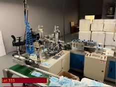 Suny 3 Ply Mask 1 + 1 Machine, Model ZYPK-60, 110 - 120 Capacity PPM, Overall Dimensions 4.3m x 1m x