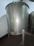 S/S Aprox. 500 Gal. Gal. Single Wall Tank, Tank Dims.: Aprox. 58” Tall x 60” Dia., Mounted on S/S