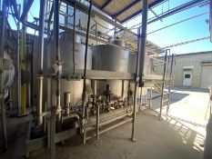 3-Tank CIP System, with S/S Heat Exchanger, Tank Internal Dims.: Aprox. 72” Tall x 60” Dia. & Aprox.