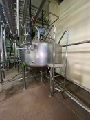 Mueller S/S Heat Transfer Surface Kettle, NAT’L BD: 8123, S/N D2584-2, Max. WP: 82 PSI, Max. Temp.