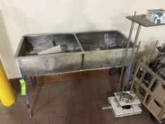 (2) Bowl S/S Traugh, Mounted on Steel Legs (LOCATED IN MANTECA, CA)