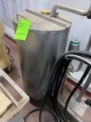 S/S Single Wall Balance Tank, Tank Dims.: Aprox. 36” Tall x 20 Dia., Mounted on S/S Legs