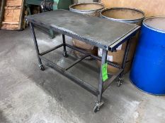 Metal Shop Table, Mounted on Portable Frame (LOCATED IN CORRY, PA)