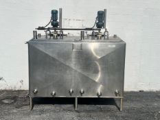 Feldmeier 350 Gal. x 2 Flavor Tank, S/N E-690-02, Jacketed with 2.5 inch Outlets, Agitation in