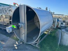 Aprox. 1,500 Gal. S/S Single Wall Vertical Tank, with Vertical S/S Agitation, with Aprox. 2” Clamp T