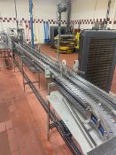 S/S Product Conveyor, with Dual Lanes Running Out of Filler, with Guides, with Aprox. 3