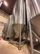 200 BBL (7991 gallon) Vertical Cone Bottom 304 Stainless Steel Jacketed Vessel. Manufactured by JV
