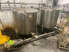 (2)-Tank CIP System, with (2) S/S Tanks, (1) Centrifugal Pump, with Top Mounted Heat Exchanger,