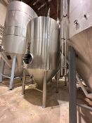 50 BBL (2200 Gallon) Vertical Cone Bottom 304 Stainless Steel Jacketed Vessel. Manufactured by Centu