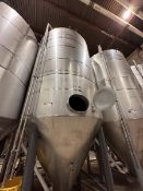 150 BBL (4650 Gallon) Vertical Cone Bottom 304 Stainless Steel Jacketed Vessel. Manufactured by San