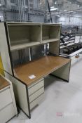 Office Desk w/ Drawers And Overhead Shelves