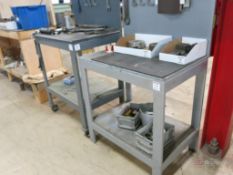 (2) Heavy Duty Steel Frame Wood Top Work Benches