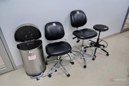 (3) Misc lab stools & garbage can