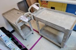 (2) Rubbermaid rolling utility carts
