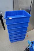 (7) Uline blue plastic containers