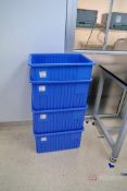 (4) Uline blue plastic containers