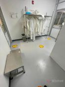 (1) Metro Garment Rack w/ Hangers, (1) Five-Tier Stationary Rack