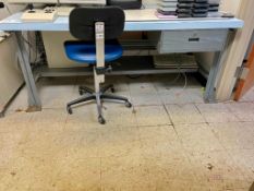 Two-Door Metal Storage Cabinet, (3) Lab Chairs, (1) Workbench