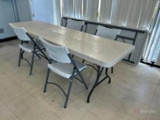 Lot of (3) 8' Folding Tables and Approx. (18) Chairs