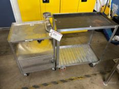 Lot (2) Stainless Steel Push Carts on Casters
