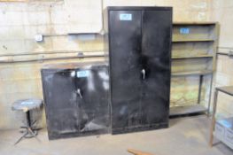 Lot-(2) 2-Door Storage Cabinets, (1) Stool and (1) Steel Bench