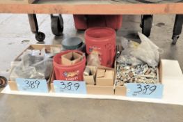 Lot-Various Hardware in (3) Boxes on Floor Under (1) Bench