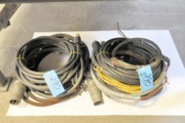Lot-Various Heavy Machine Cord Drops in (2) Stacks on Floor Under (1) Bench